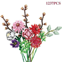 Thumbnail for Building Blocks MOC Bouquet Romantic Flower Rose Bricks Toys - 1