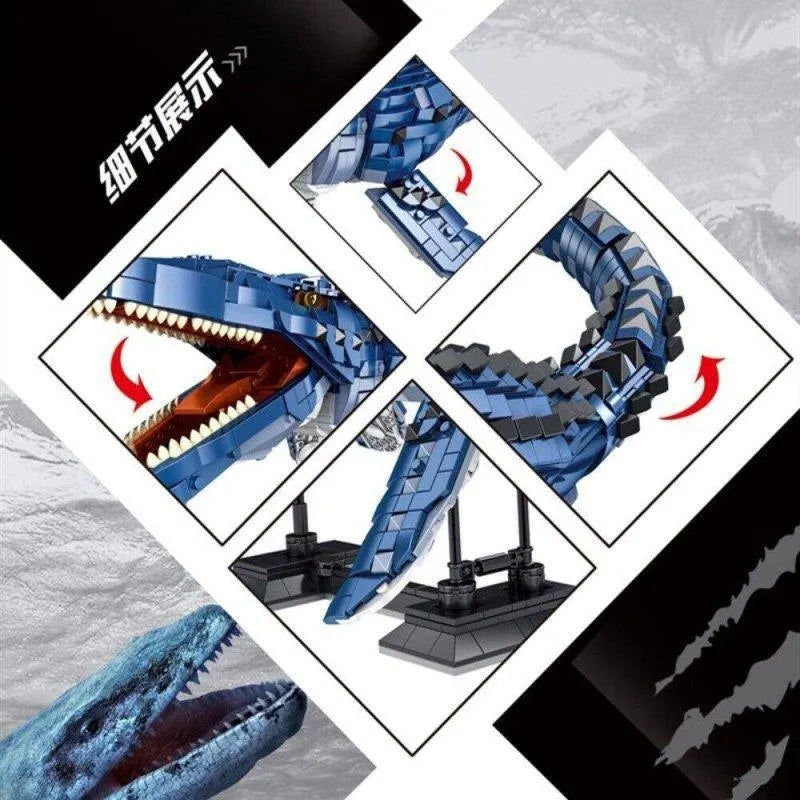 Building Blocks MOC Dinosaur World Deep Sea Mosasaurus Bricks Toys 611005 Construction Set Toys - 9