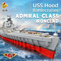 Thumbnail for Building Blocks MOC Military USS Hood Battleship WW2 Warship Bricks Toys - 7