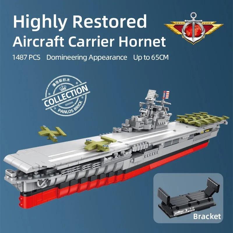 Building Blocks MOC Military USS Hornet Aircraft Carrier Warship Bricks Toys - 7