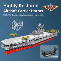 Thumbnail for Building Blocks MOC Military USS Hornet Aircraft Carrier Warship Bricks Toys - 7