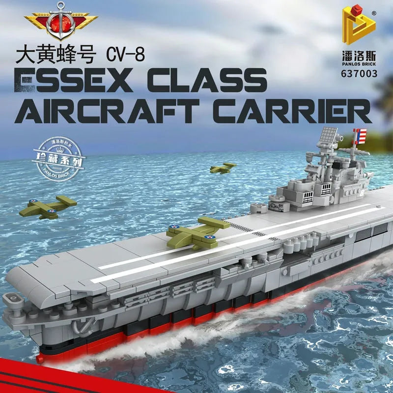 Building Blocks MOC Military USS Hornet Aircraft Carrier Warship Bricks Toys - 3