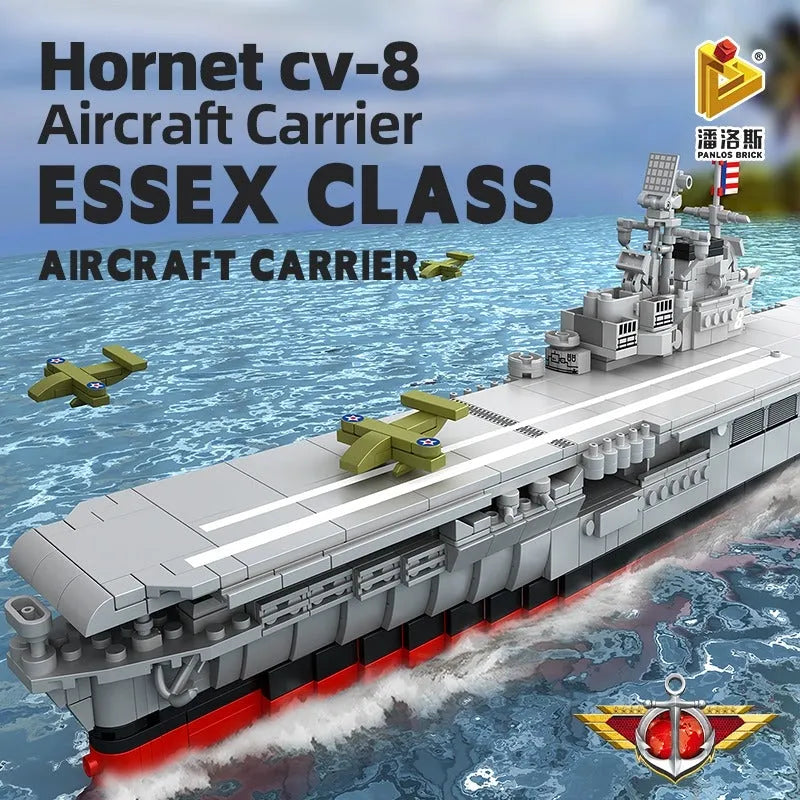 Building Blocks MOC Military USS Hornet Aircraft Carrier Warship Bricks Toys - 2