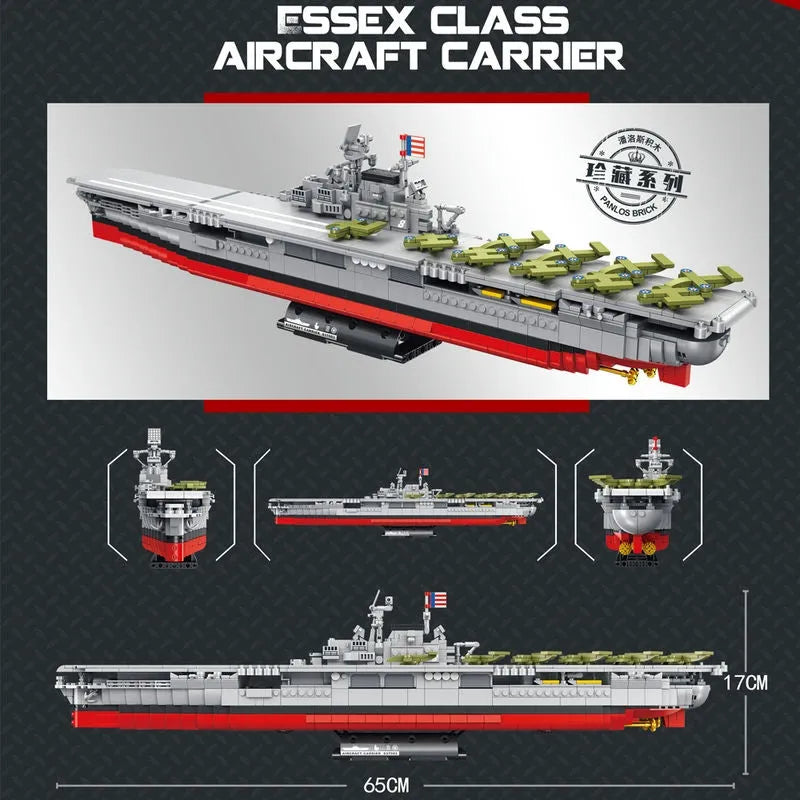 Building Blocks MOC Military USS Hornet Aircraft Carrier Warship Bricks Toys - 5