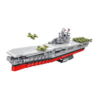 Thumbnail for Building Blocks MOC Military USS Hornet Aircraft Carrier Warship Bricks Toys - 1