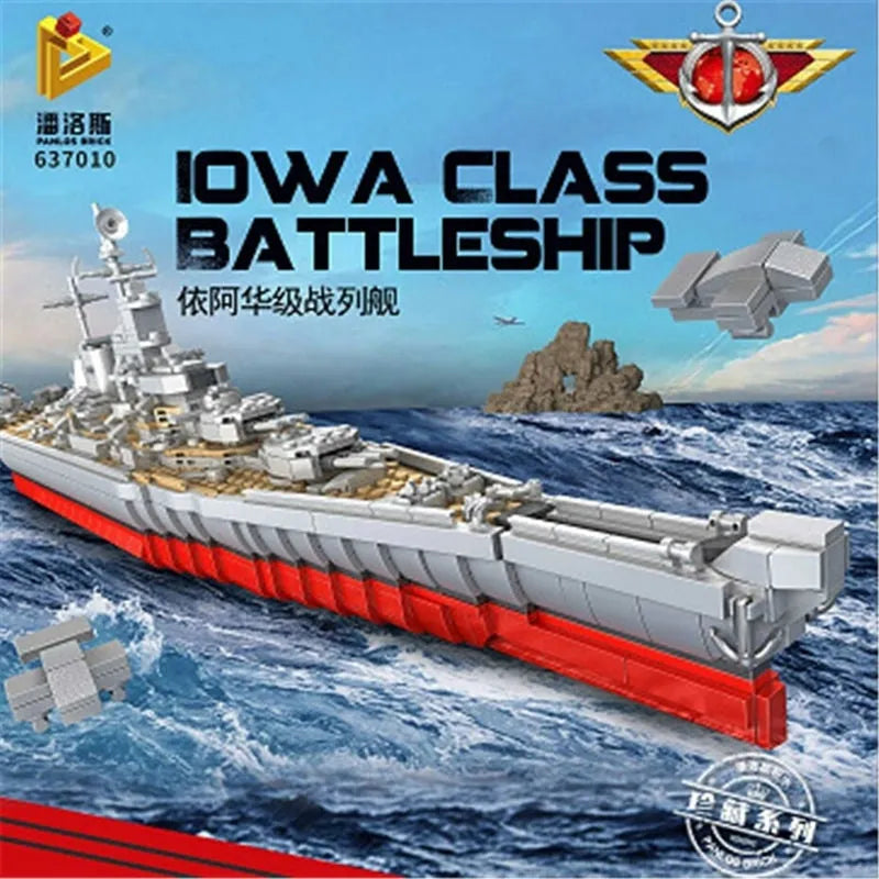 Building Blocks MOC Military USS IOWA-CLASS Battleship Warship Bricks Toys - 2