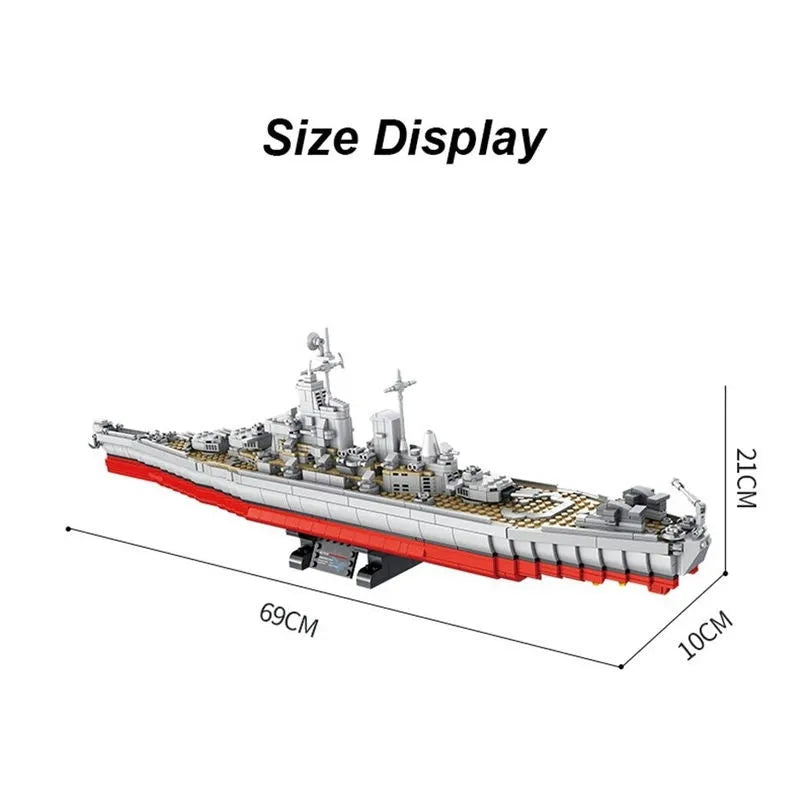 Building Blocks MOC Military USS IOWA-CLASS Battleship Warship Bricks Toys - 3