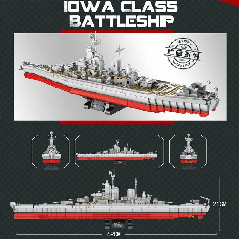 Building Blocks MOC Military USS IOWA-CLASS Battleship Warship Bricks Toys - 8