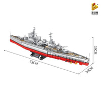 Thumbnail for Building Blocks MOC Military Warship Queen Elizabeth Battleship Bricks Toy Construction Set Toys - 4