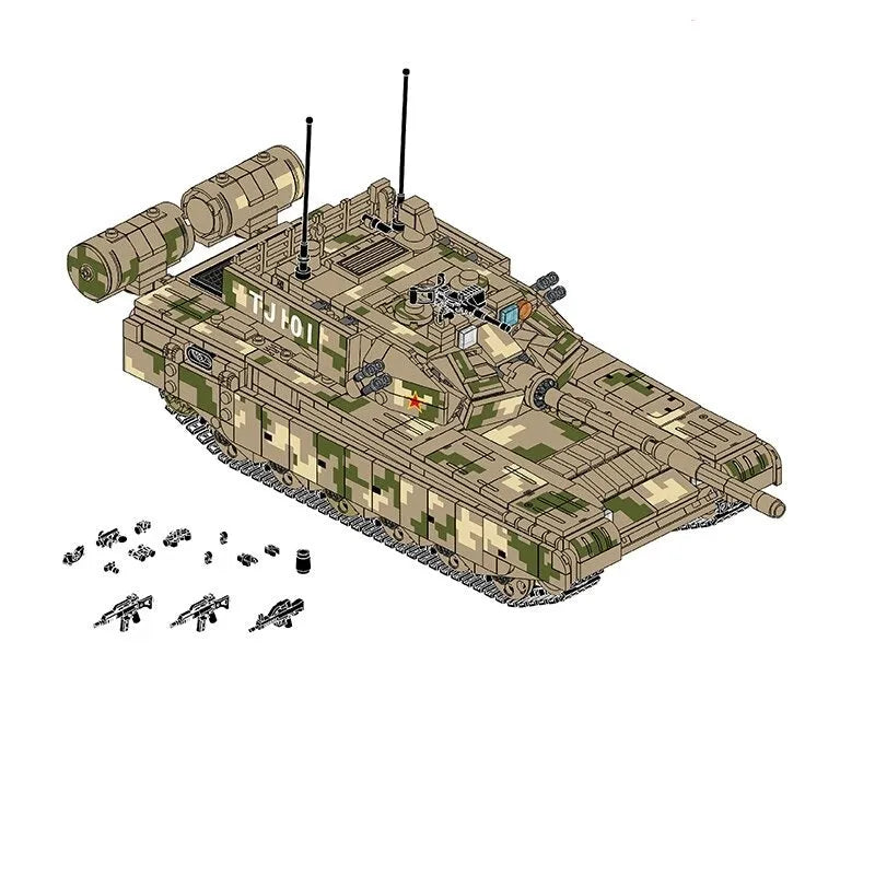 Building Blocks MOC Military WW2 99A Main Battle Tank Bricks Kids Toys - 6