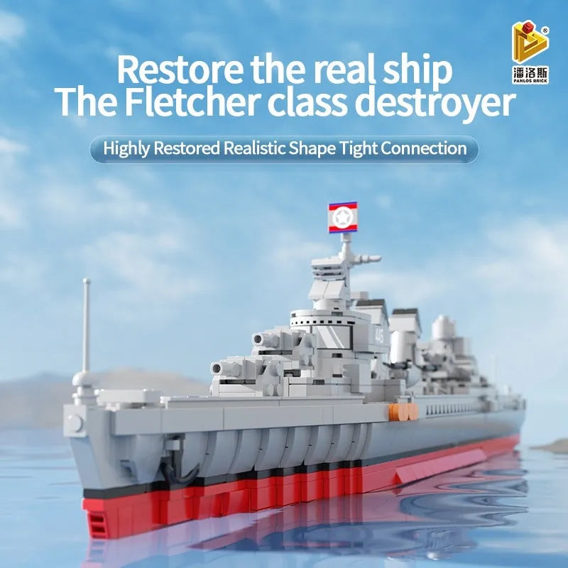 Building Blocks MOC Military WW2 Fletcher Class Destroyer Bricks Battleship - 2