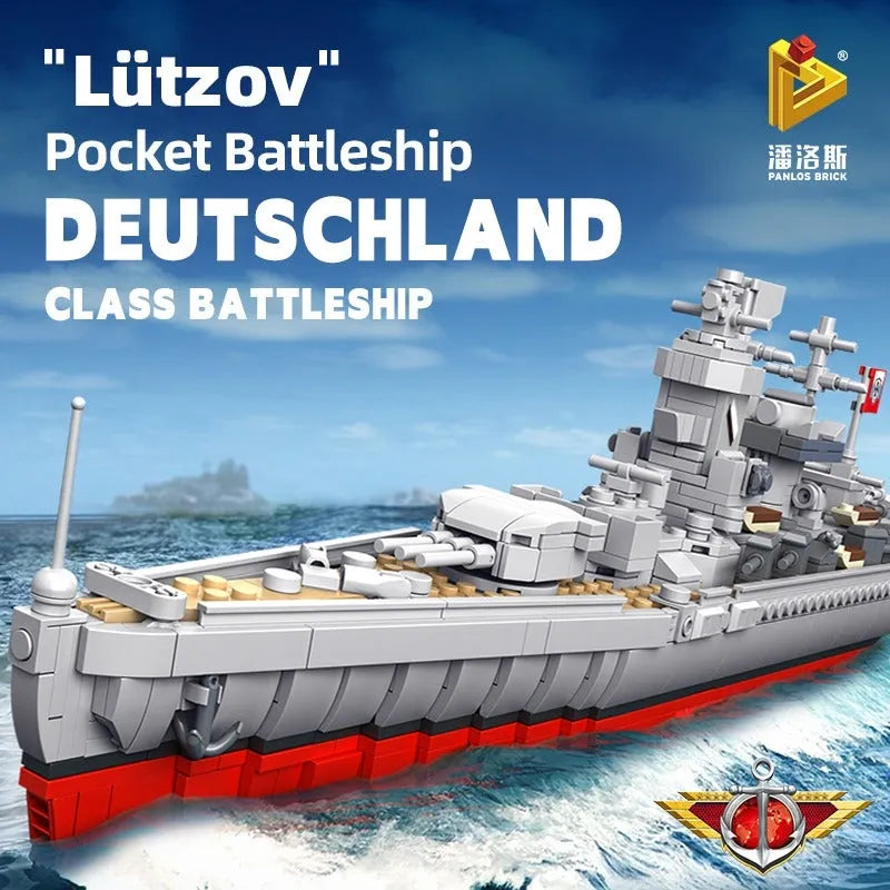 Building Blocks MOC Military WW2 German Battleship Warship Bricks Toys Kids - 3