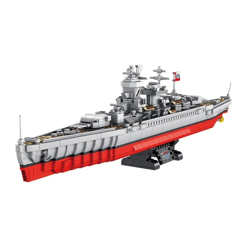 Building Blocks MOC Military WW2 German Battleship Warship Bricks Toys Kids - 1