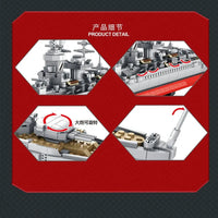 Thumbnail for Building Blocks MOC Military WW2 German Battleship Warship Bricks Toys Kids - 5