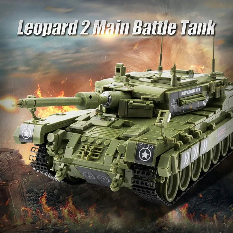Building Blocks MOC Military WW2 Leopard 2 Main Battle Tank Bricks Toys - 3