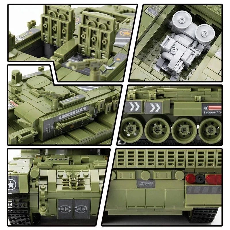 Building Blocks MOC Military WW2 Leopard 2 Main Battle Tank Bricks Toys - 7