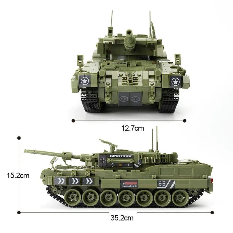 Building Blocks MOC Military WW2 Leopard 2 Main Battle Tank Bricks Toys Construction Set Toys - 1
