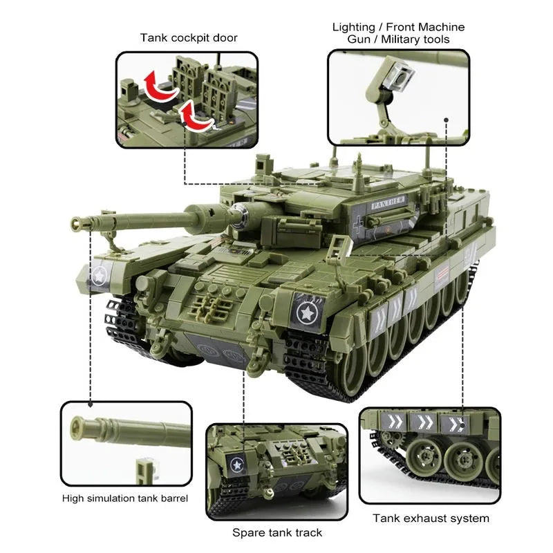 Building Blocks MOC Military WW2 Leopard 2 Main Battle Tank Bricks Toys - 6
