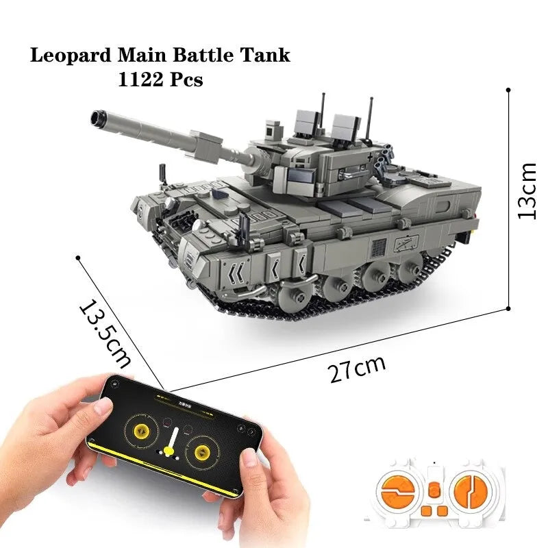 Building Blocks MOC Motorized RC Leopard 2A4 Main Battle Tank Bricks Toy - 8
