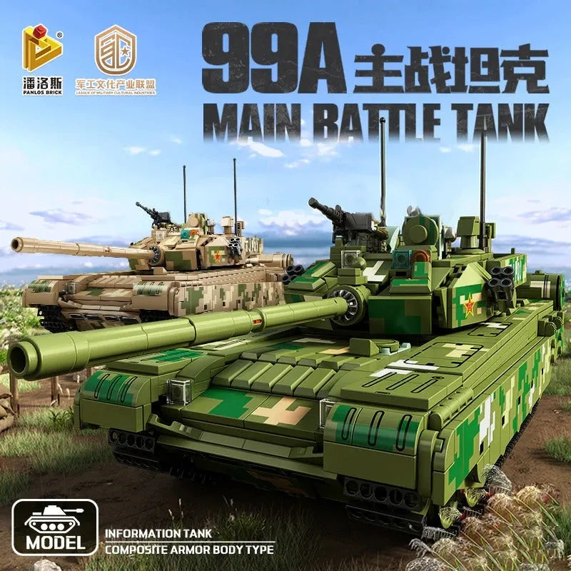 Building Blocks MOC WW2 Military 99A Main Battle Tank Bricks Kids Toys - 2