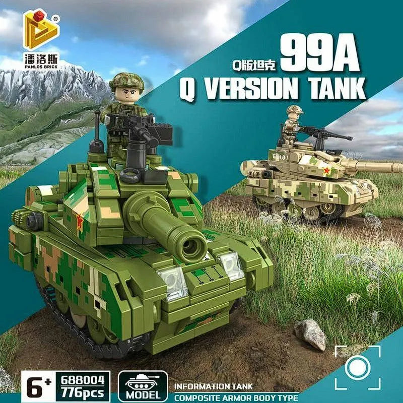 Building Blocks MOC WW2 Military 99A Q Version Main Battle Tank Bricks Toy Construction Set Toys - 2