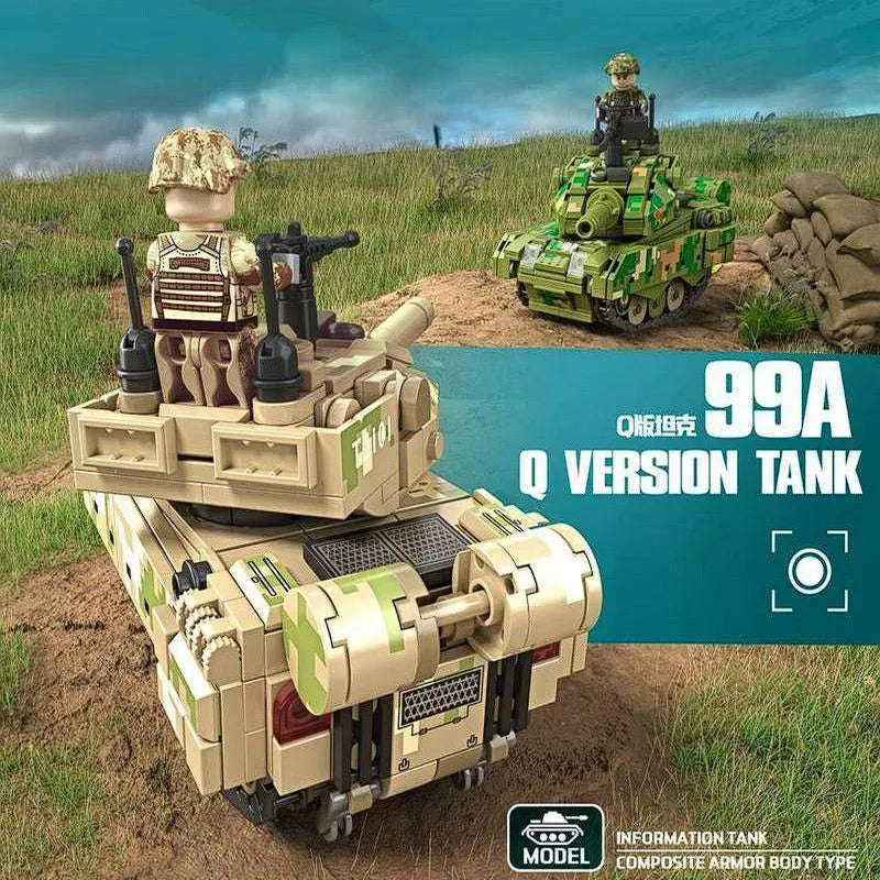 Building Blocks MOC WW2 Military 99A Q Version Main Battle Tank Bricks Toy Construction Set Toys - 4