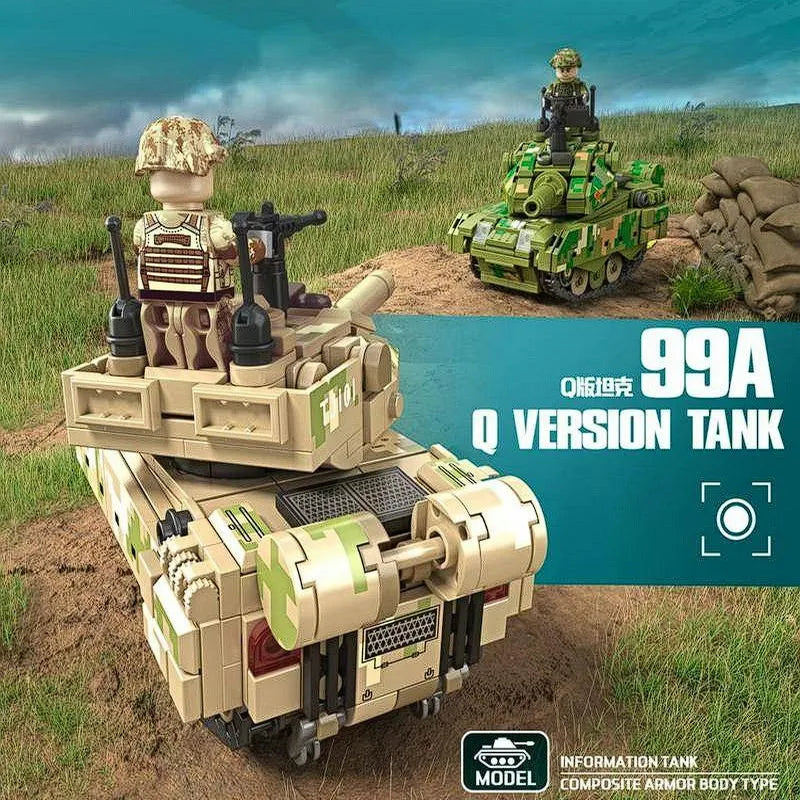 Building Blocks MOC WW2 Military 99A Q Version Main Battle Tank Bricks Toy - 4