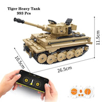 Thumbnail for Building Blocks MOC WW2 Motorized RC Tiger 1 Heavy Main Battle Tank Bricks Toy - 8