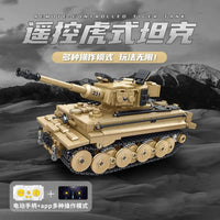 Thumbnail for Building Blocks MOC WW2 Motorized RC Tiger 1 Heavy Main Battle Tank Bricks Toy - 3