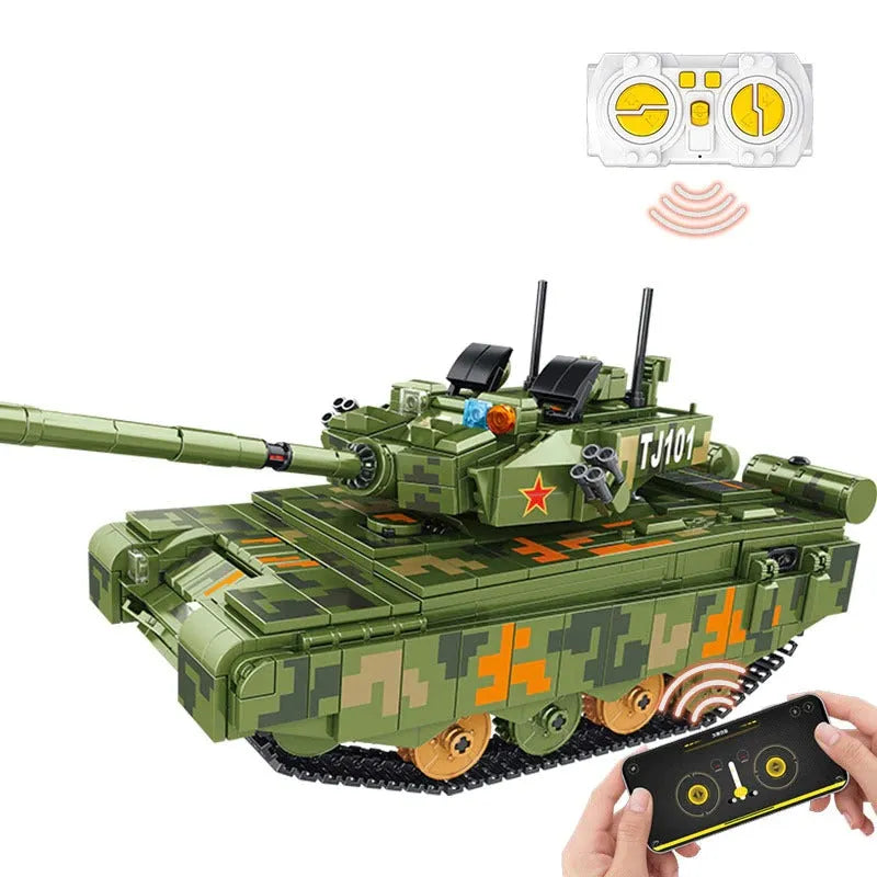 Building Blocks MOC WW2 Motorized RC Type 99 Main Battle Tank Bricks Toy - 1