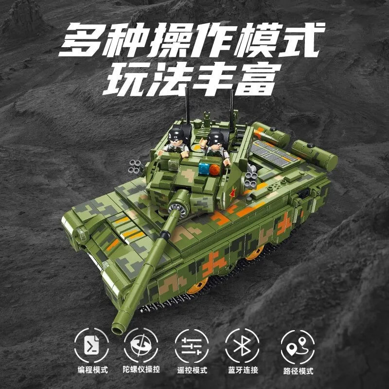 Building Blocks MOC WW2 Motorized RC Type 99 Main Battle Tank Bricks Toy - 5