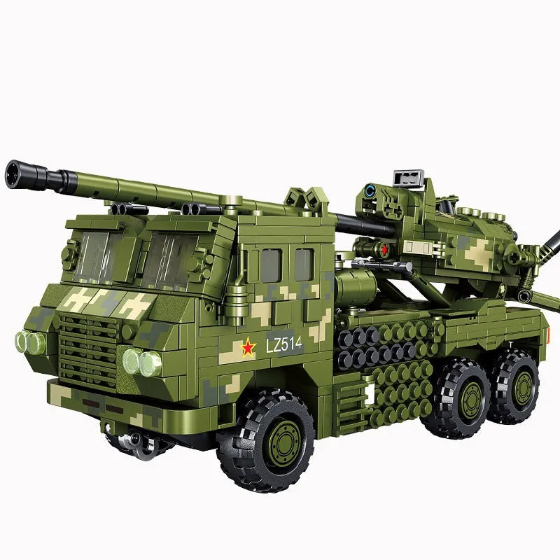 Building Blocks MOC WW2 SH-15X Armored Car Mounted Howitzer Bricks Toy Construction Set Toys - 1