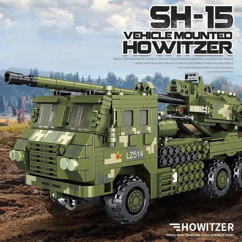 Building Blocks MOC WW2 SH-15X Armored Car Mounted Howitzer Bricks Toy Construction Set Toys - 3