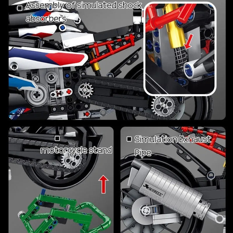 Building Blocks Tech MOC BMW M 1000RR Motorcycle Bricks Toys 672004 - 5