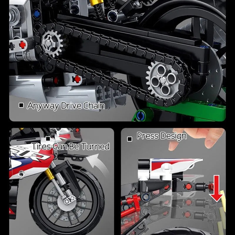 Building Blocks Tech MOC BMW M 1000RR Motorcycle Bricks Toys 672004 Construction Set Toys - 6