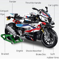 Thumbnail for Building Blocks Tech MOC BMW M 1000RR Motorcycle Bricks Toys 672004 Construction Set Toys - 4