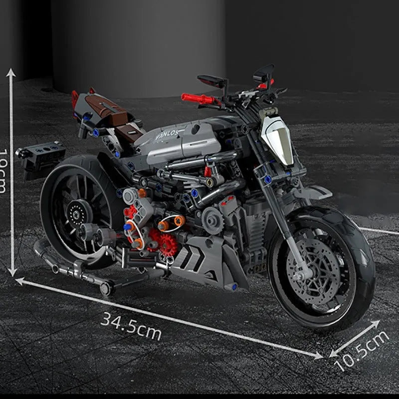 Building Blocks Tech MOC Classic Ducati Devil Motorcycle Bricks Toy Construction Set Toys - 4
