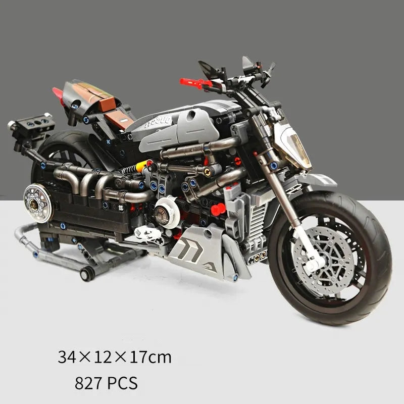 Building Blocks Tech MOC Classic Ducati Devil Motorcycle Bricks Toy - 5
