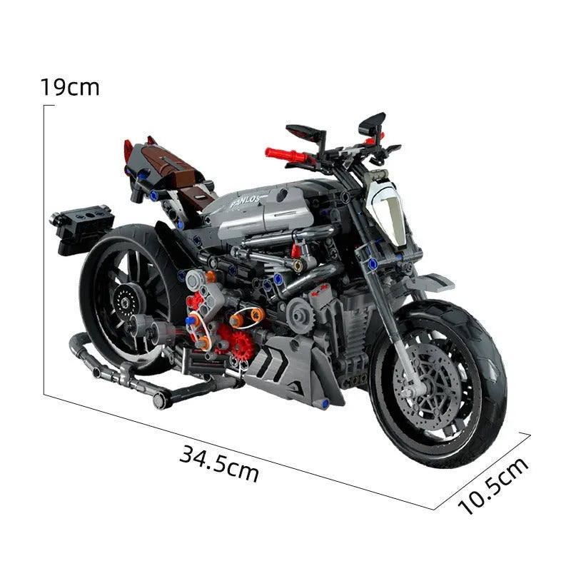 Building Blocks Tech MOC Classic Ducati Devil Motorcycle Bricks Toy - 3