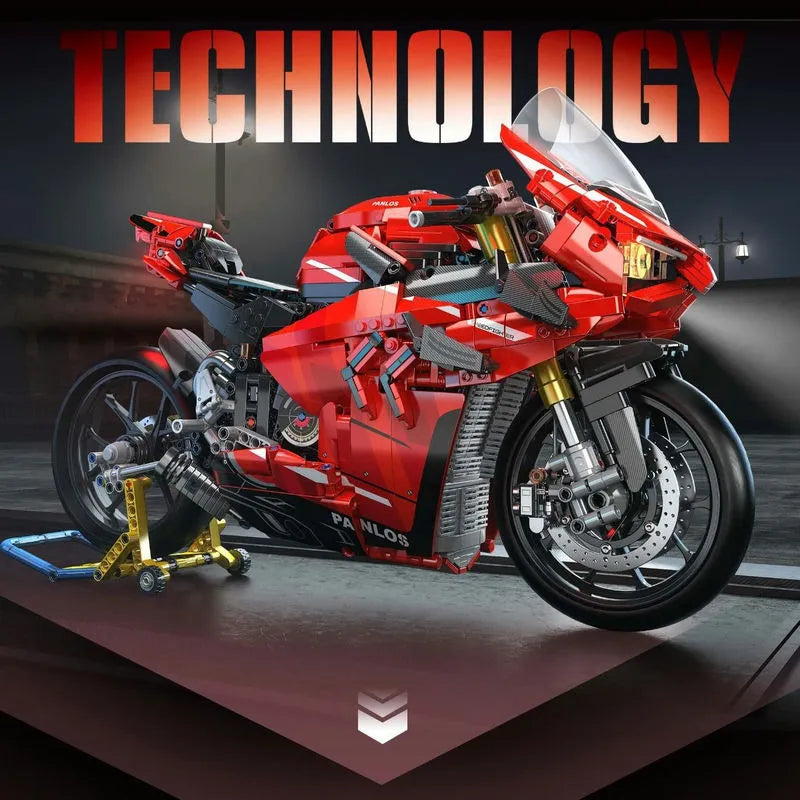 Building Blocks Tech MOC Ducati V4R Sport Motorcycle Bricks Toys 672101 - 3