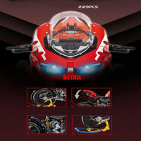Thumbnail for Building Blocks Tech MOC Ducati V4R Sport Motorcycle Bricks Toys 672101 - 5