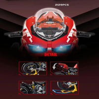 Thumbnail for Building Blocks Tech MOC Ducati V4R Sport Motorcycle Bricks Toys 672101 - 5