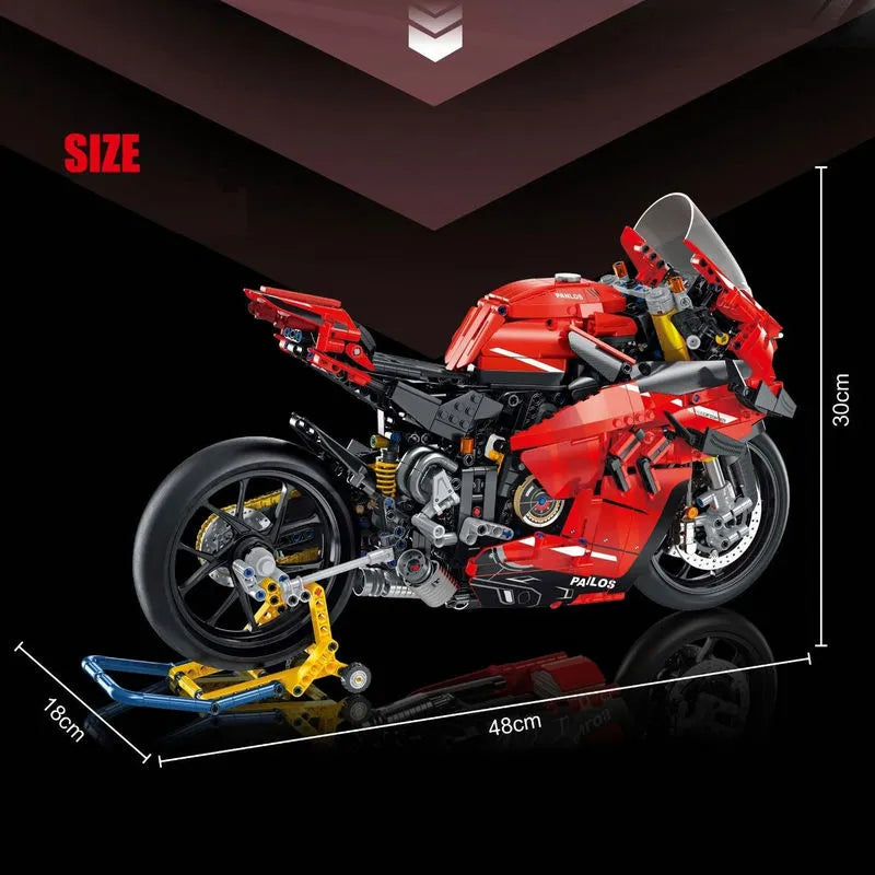 Building Blocks Tech MOC Ducati V4R Sport Motorcycle Bricks Toys 672101 - 4
