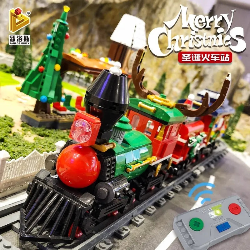 Building Blocks Tech MOC Expert RC City Christmas Train Bricks Toy - 3