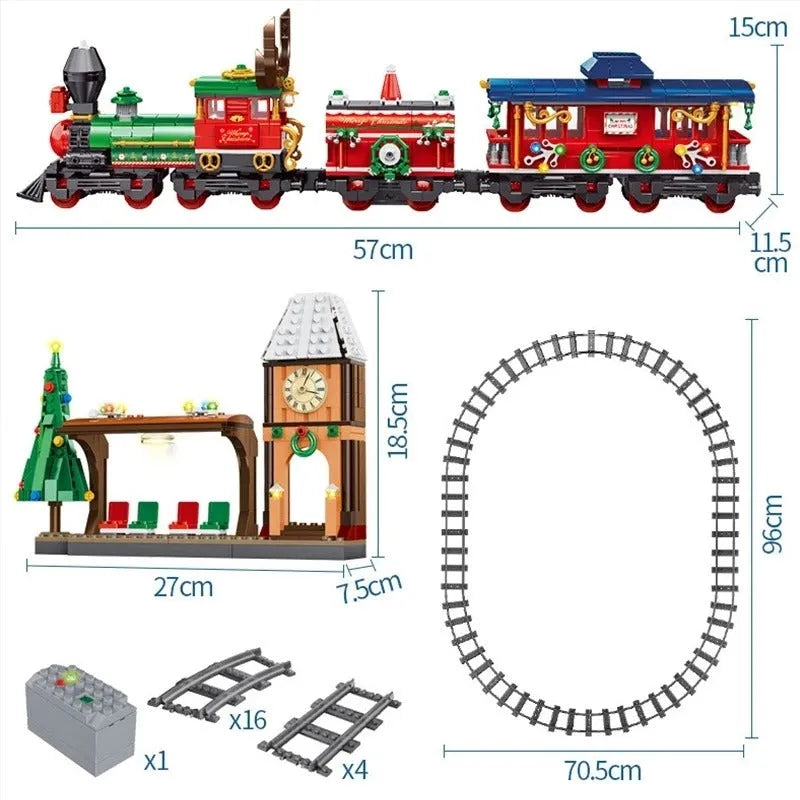 Building Blocks Tech MOC Expert RC City Christmas Train Bricks Toy - 11