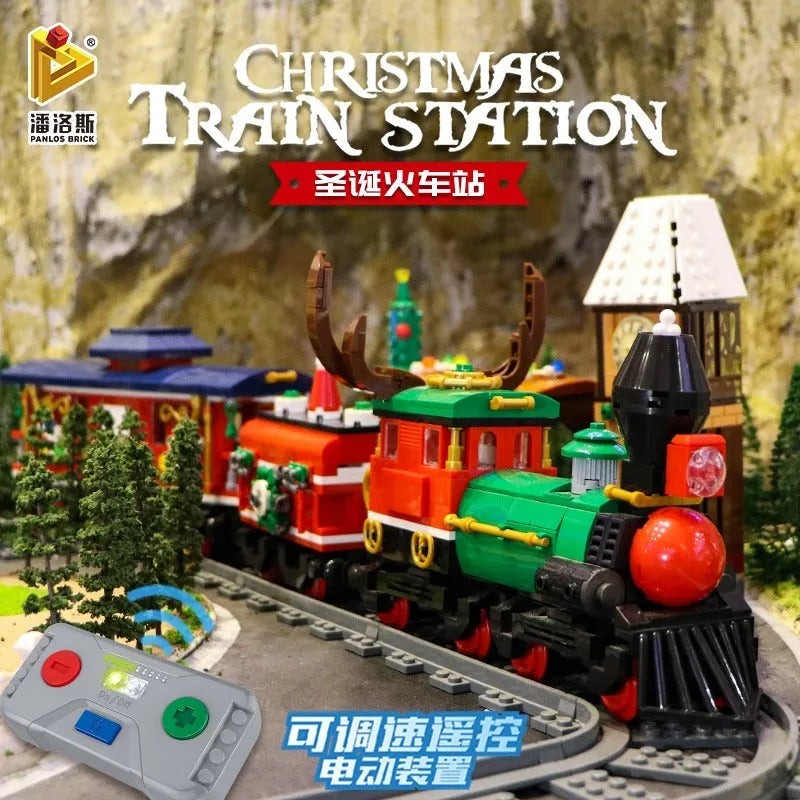 Building Blocks Tech MOC Expert RC City Christmas Train Bricks Toy - 4