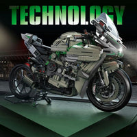 Thumbnail for Building Blocks Tech MOC Kawasaki H2R Sport Motorcycle Bricks Toys 672103 Construction Set Toys - 3
