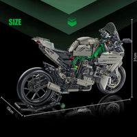 Thumbnail for Building Blocks Tech MOC Kawasaki H2R Sport Motorcycle Bricks Toys 672103 Construction Set Toys - 6