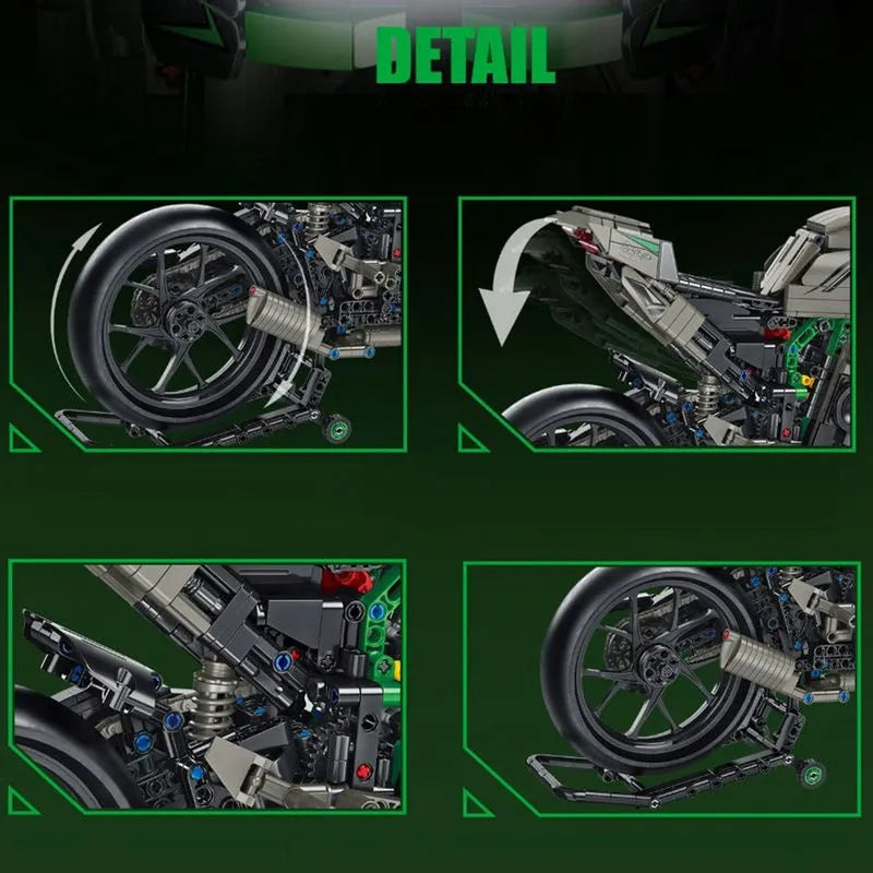  YXHS Technology Motorcycle for Kawasaki H2R, 838 Clamping  Blocks Super Motorcycle, Mechanical Racing Car Motorcycle Compatible with  Lego (Kawasaki H2R, As Shown) : Automotive