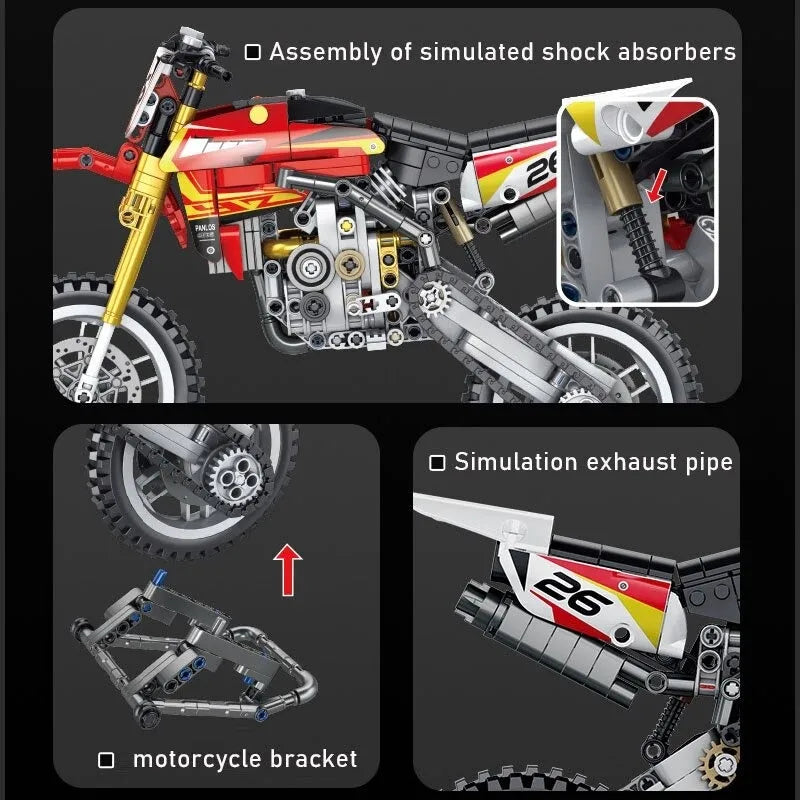 Building Blocks Tech MOC Off-Road YZ 450 Motorcycle Bricks Toy 672005 - 6